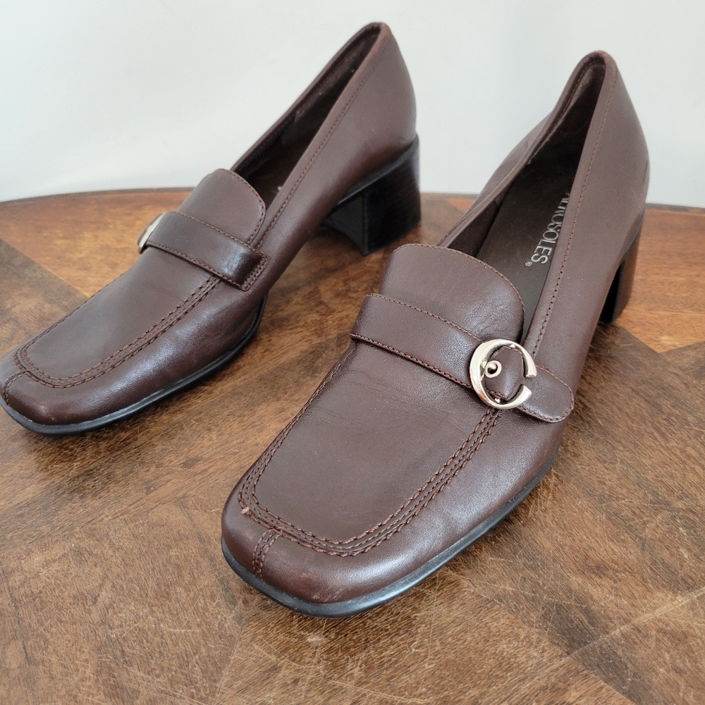 AEROSOLES Brown Loafers with Buckle Detail